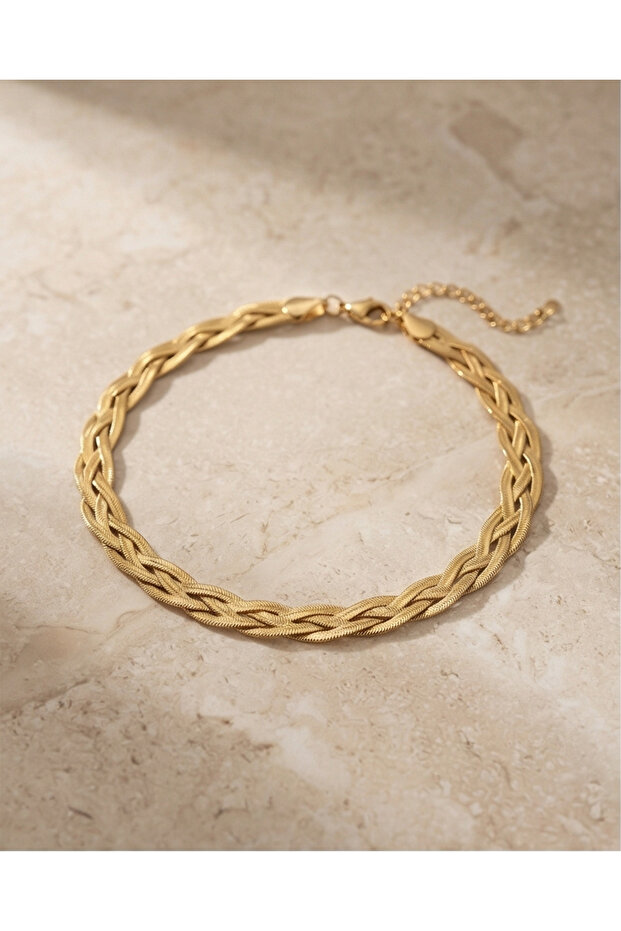Gold tarnish-resistant stainless steel anklet