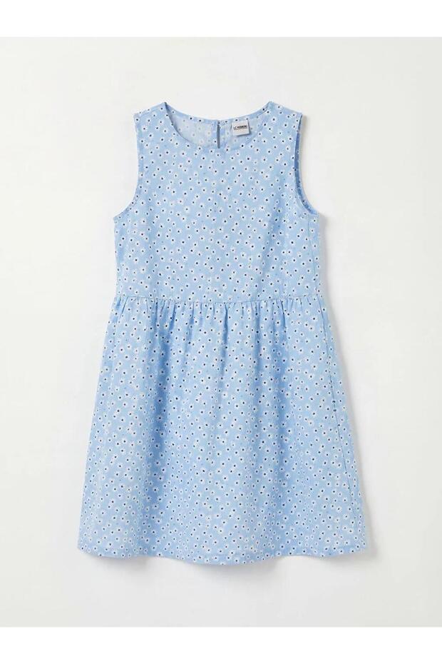 Crew Neck Floral Print Girls' Dress (S6)