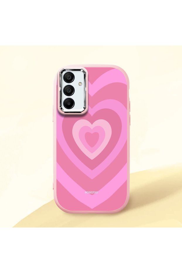 Pink Silicone Case Heart Pattern with Shock-Absorbing Camera Protections Compatible with Samsung Galaxy A15 4G/5G