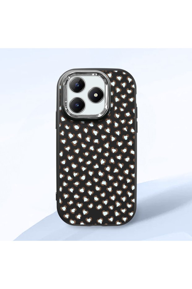 Realme Note 60/60X Compatible Shock-Absorbing Camera Protected Black Silicone Case Leopard Printed I
