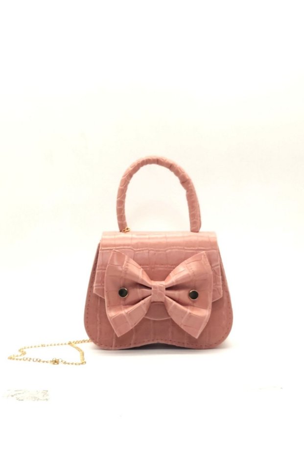 Mini Girls' Shoulder Bag with Bow Detail, Handle and Chain Strap, Festive, Daily, Stylish