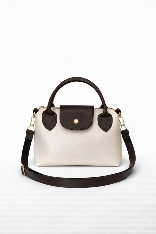 Cream Brown Detailed Vera Model Women's Crossbody Bag and Clutch Bag