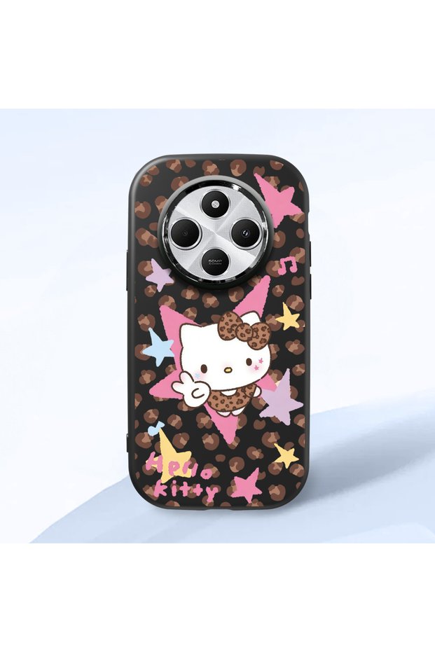 Redmi A4 Compatible Shock-Absorbing Camera Protected Black Silicone Case Kitty