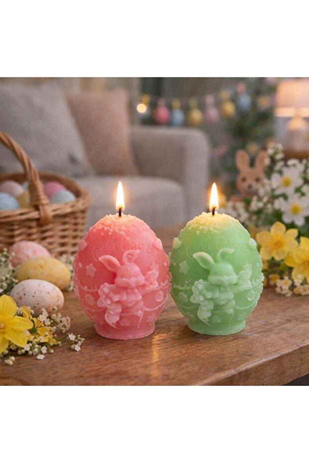 Easter Candle Colored Egg Ø7x8cm - 1