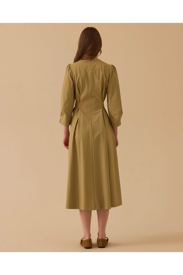 Bel Ayarlamalı Midi Elbise - 5