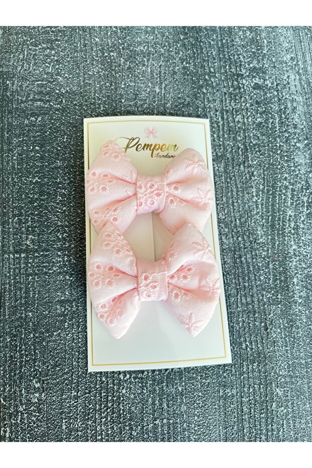Girl's 2-Piece Large Size Patterned Fluffy Bow Clip Buckle