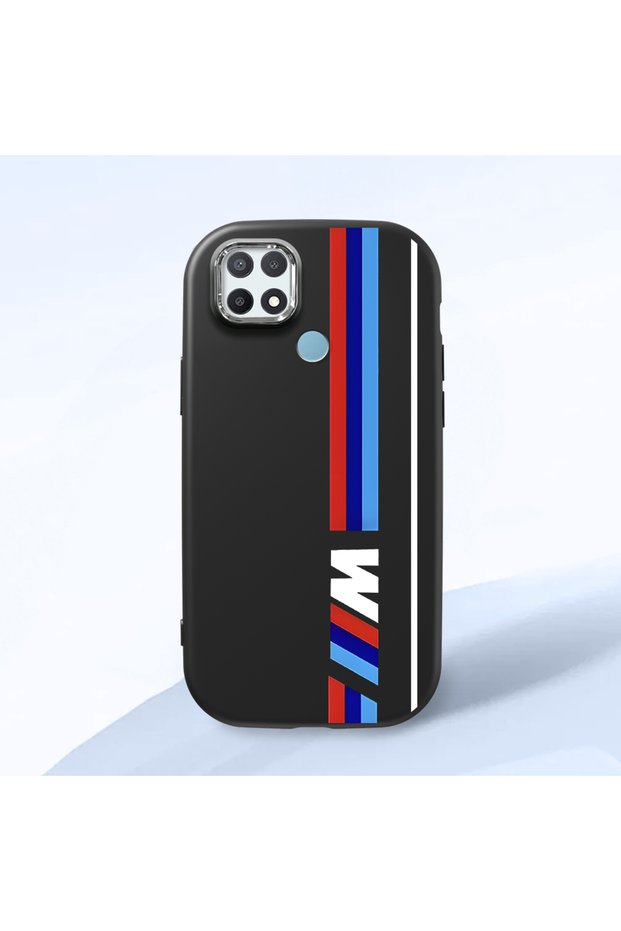 Oppo A15/A15S Compatible Shock-Absorbing Camera Protected Black Silicone Case Bmw Patterned