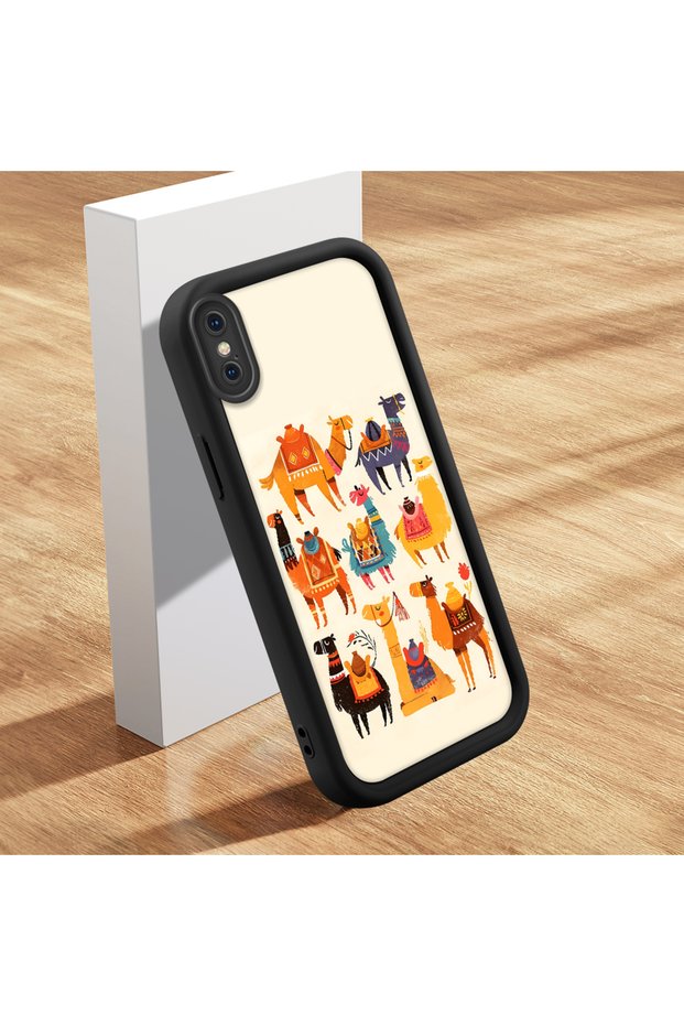 حافظة هاتف من السيليكون أنيقة متوافقة مع iPhone X/XS من نوع camel and desert منقوش