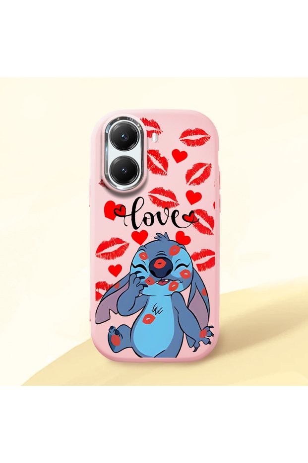 Poco X7 Pro Compatible Shock-Absorbing Camera Protected Pink Silicone Case Stitch Patterned