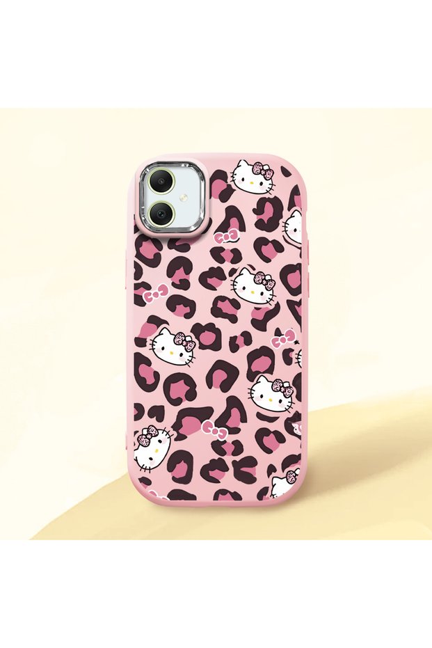 Samsung Galaxy A05 Compatible Shock-Absorbing Camera Protected Pink Silicone Case Kitty