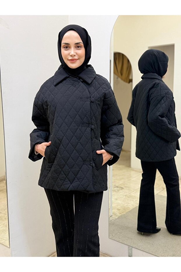 Buttoned Quilted Coat - 1
