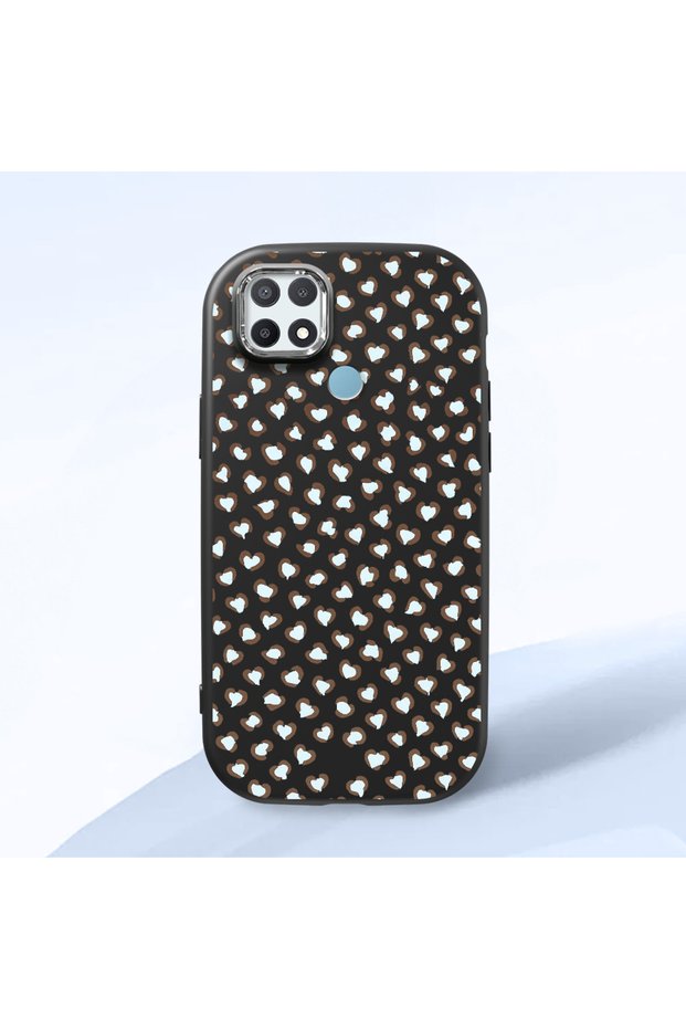 Oppo A15/A15S Compatible Shock-Absorbing Camera Protected Black Silicone Case Leopard Printed I