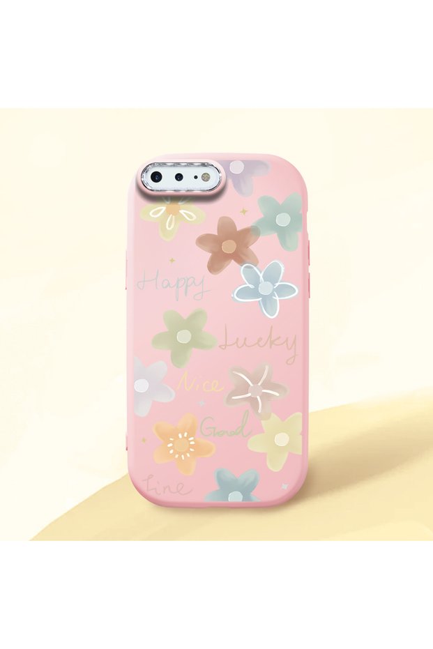 Pink Silicone Case with Shock-Absorbing Camera Protections Compatible with iPhone 7 Plus/8 Plus Floral Print