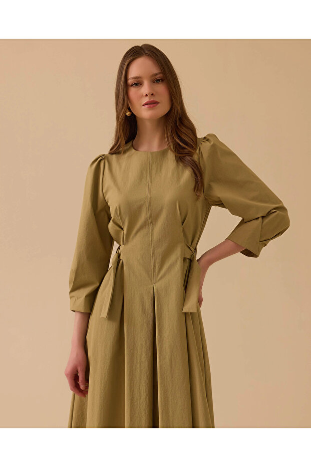 Bel Ayarlamalı Midi Elbise - 2