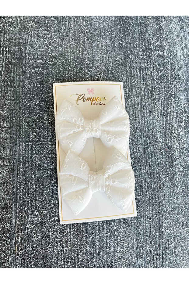 Girl's 2-Piece Large Size Patterned Fluffy Bow Clip Buckle
