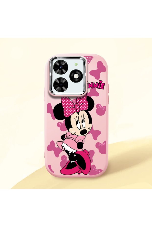 Infinix Smart 8/8 Pro Compatible Shock-Absorbing Camera Protected Pink Silicone Case Mickey Patterned