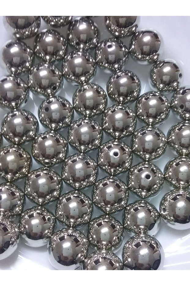 15 Pieces Sisibu_Ccb Metal-Looking Plastic Perforated Beads Silver (Diameter: 2cm)