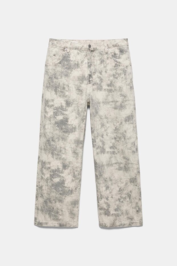 Desenli geniş paça jean - 7