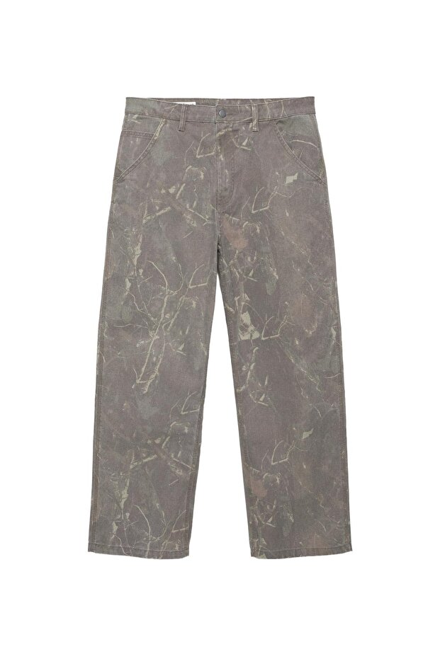 Desenli geniş paça jean - 3