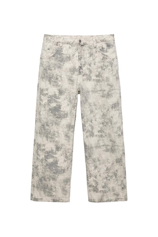 Desenli geniş paça jean - 3