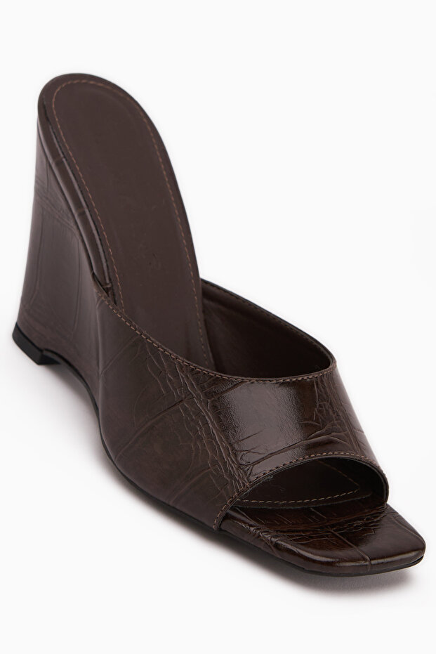 Lamis Kahve Wedge Heel Pack Women Slipper