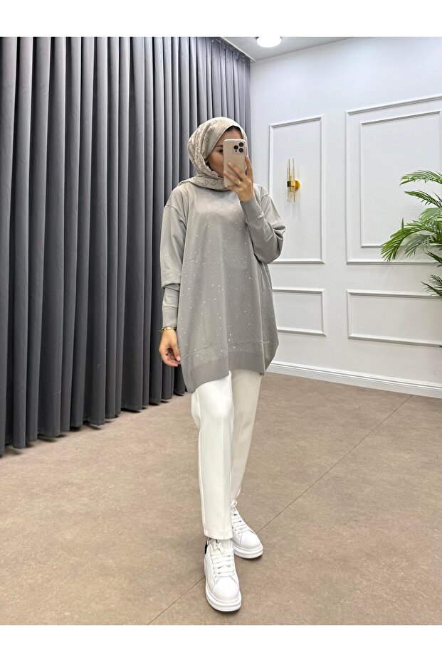 TAŞLI MERSERİZE TUNİK - 2
