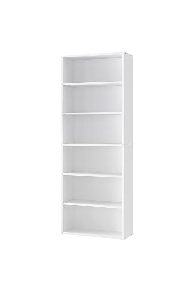 VASAGLE 6 Tier Wooden Bookcase with Adjustable Shelves, White Storage Organizer