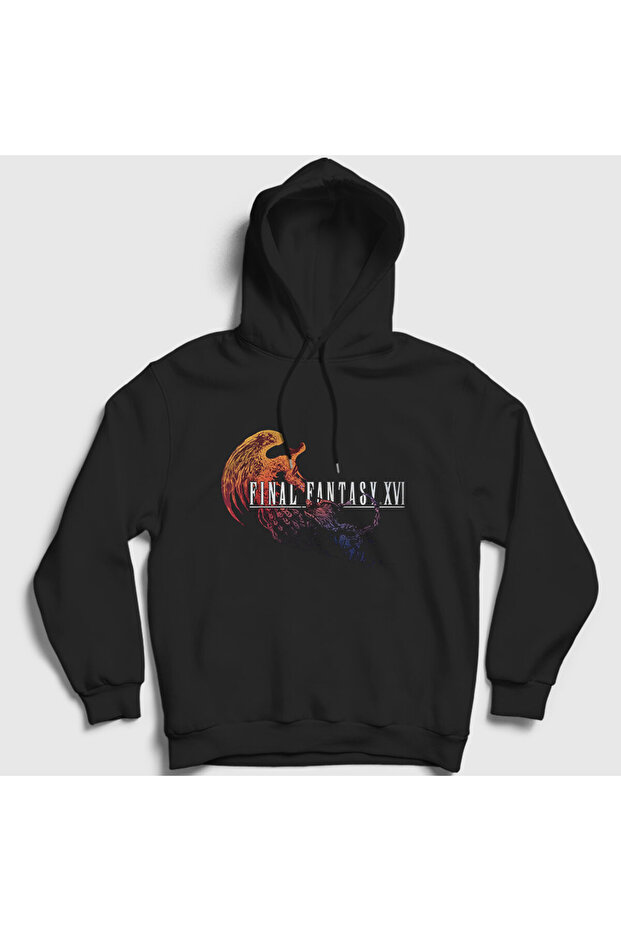 Unisex Black Logo Final Fantasy Xvi Hooded Sweatshirt 607749Tt