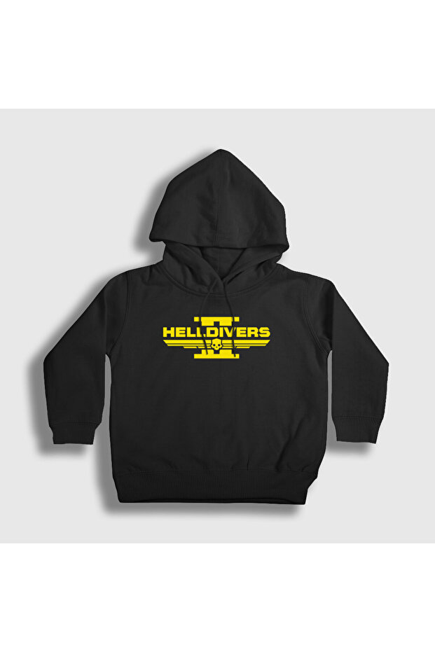 Unisex Kids Black Logo Helldivers 2 Hooded Sweatshirt 607898Tt