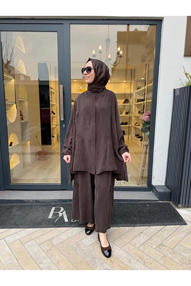 39208 Patterned Women's Set Brown - 3