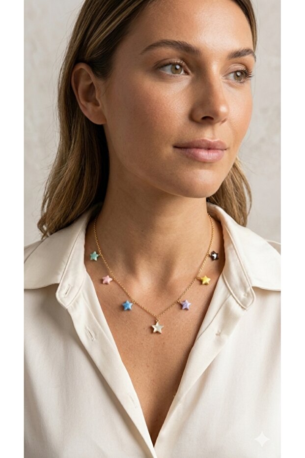 Gold Color Plated Chain Necklace with Star Figure