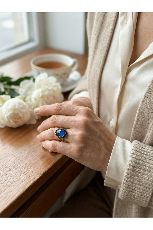 Bronze Jewelry Authentic Color-Changing Stone Oval Cut Model Adjustable Vintage Women's Ring