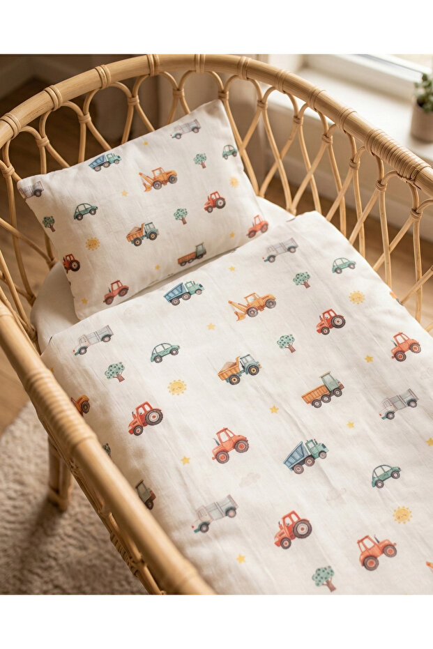 Cute Vehicles Baby Duvet Cover Set