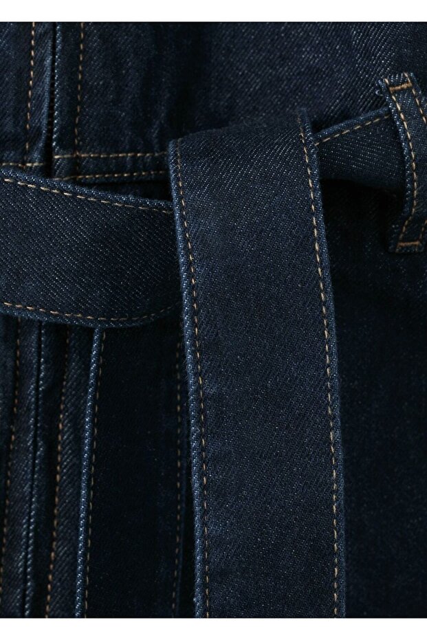 Kemerli denim tulum - 7