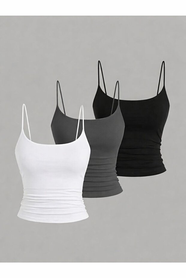 Women's Rope Strap 3-Piece L Stretch Fabric Blouse