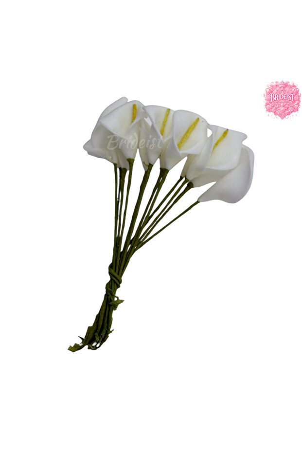White Artificial Kalla Flower Bouquet | 12-Piece Bundle | Flower Width:2Cm, Length:10 cm | Set of 4