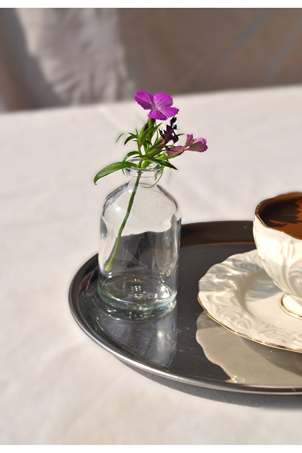 2 Pieces Mini Glass Vase 50 ml Coffee Side Tiny Vase 7 cm Presentation