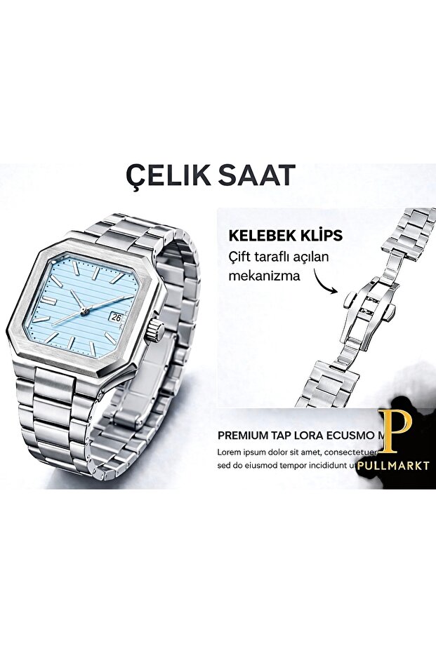 Takvimli - Erkek Kol Saati Çelik - 1
