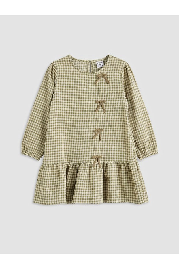 Lcw Kids Bow Detail Checked Girl's Dress