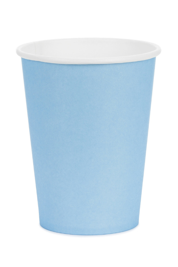Light Blue Paper Cups 250ml (8.5oz) Pack of 6 Disposable Party Cups