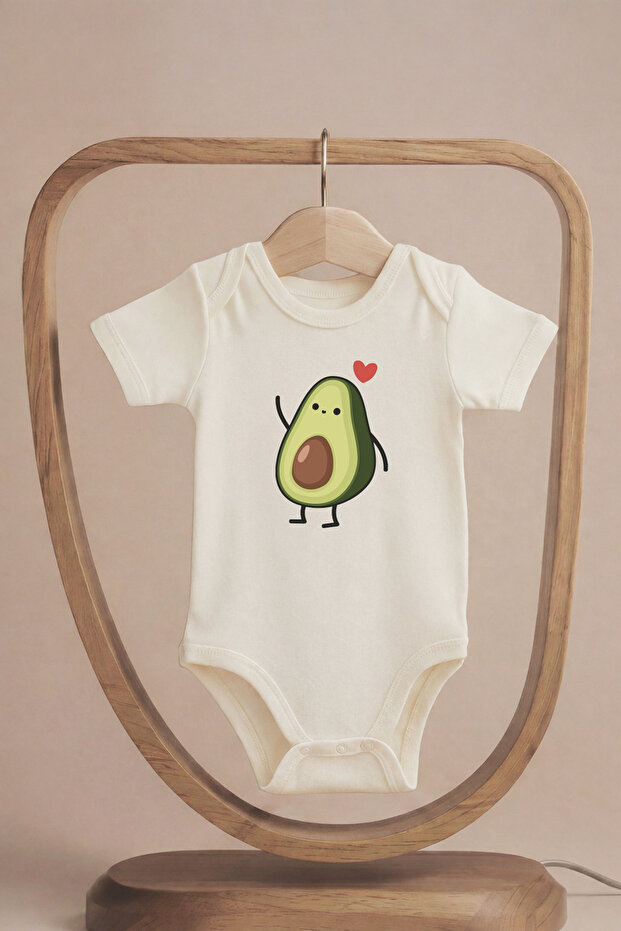 Organic 100% Cute Avocado Cotton Pack Printed Short Sleeve Snap Fastener Baby Bodysuit