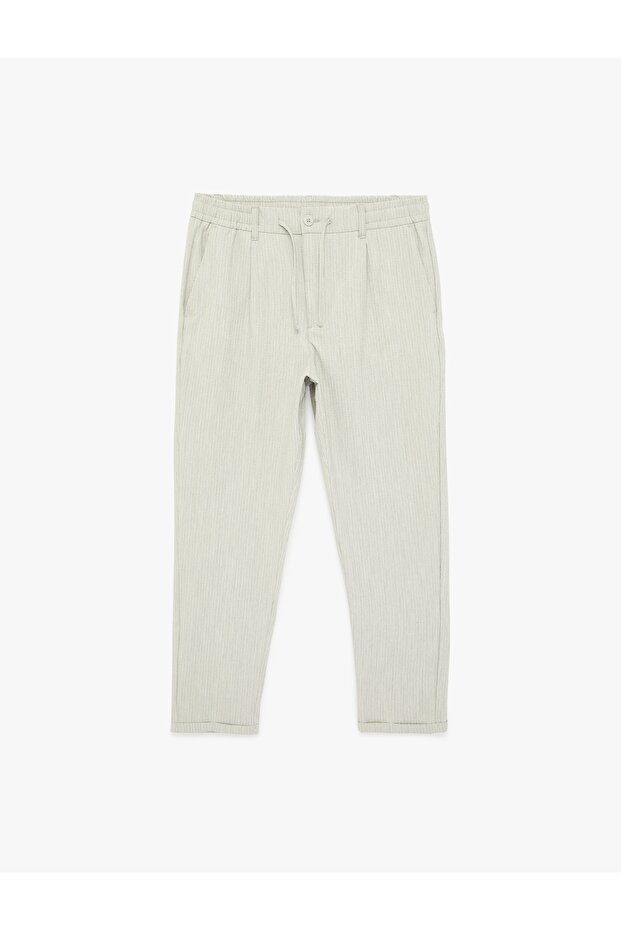 Double Leg Pockets, Elastic Waist, Buttoned Summer Trousers