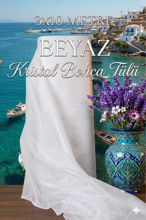 Multi-Purpose Crystal Tulle (Bohça Tulle) 3X10 Meters - White
