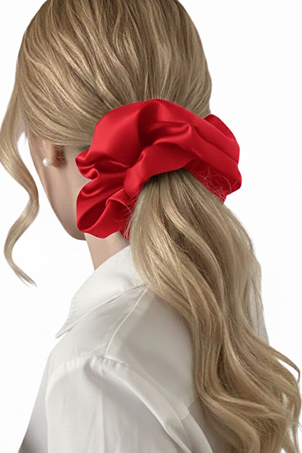 Red Color Satin Bagel Buckle