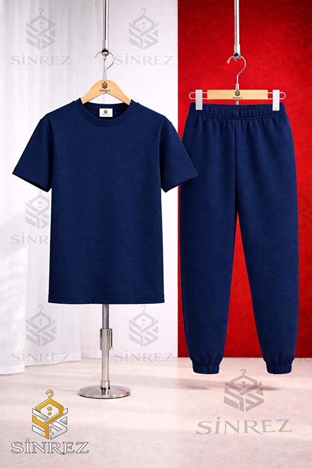 Children's Plain Printed T-Shirt Tracksuit Set