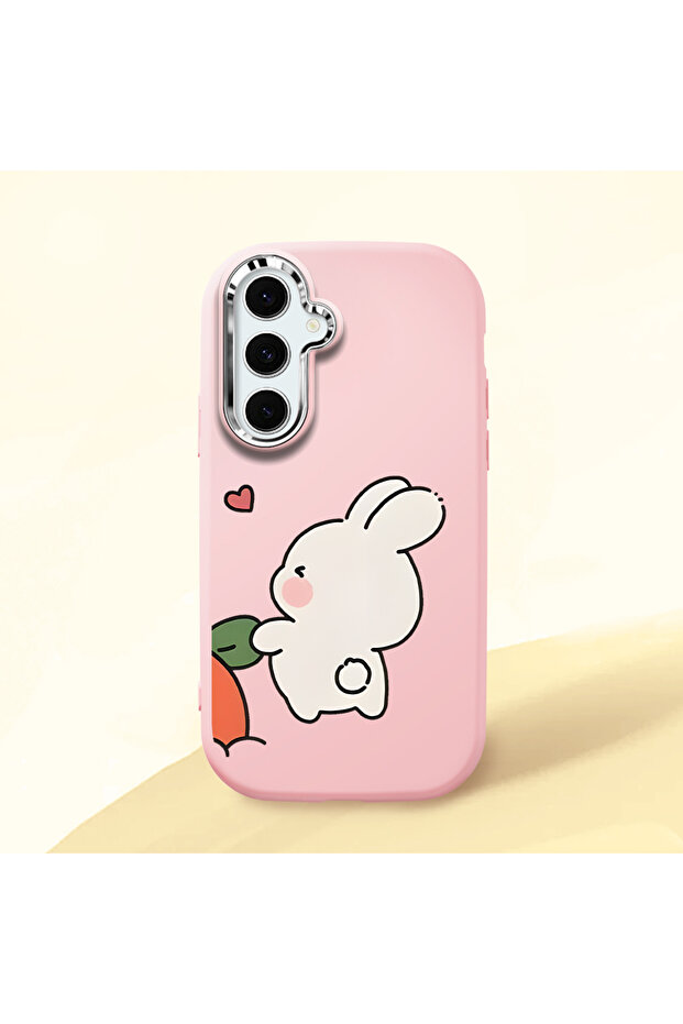 Pink Silicone Case Compatible with Samsung Galaxy S24 Fe with Shock-Absorbing Camera Protections Dual Model