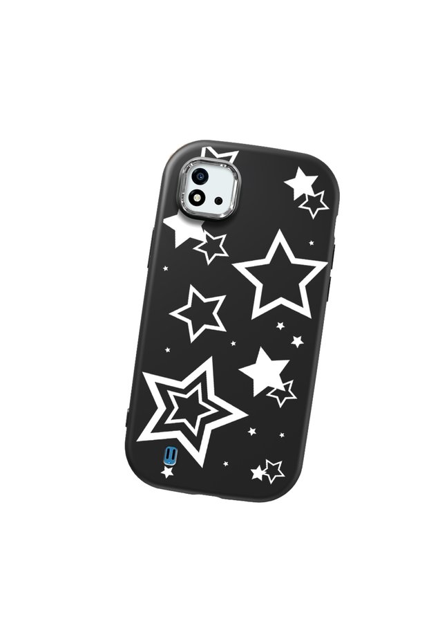 حافظة هاتف من السيليكون الناعم باللون الأسود متوافقة مع كاميرا Realme C20 Star منقوش