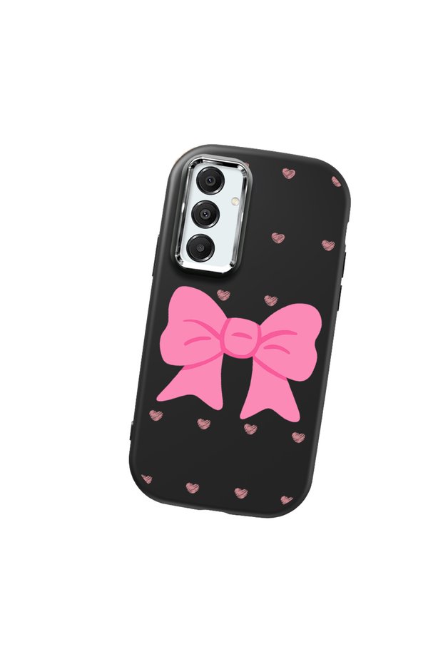 Samsung Galaxy A16 Compatible Camera Protected Black Soft Silicone Phone Case Bowknot Patterned