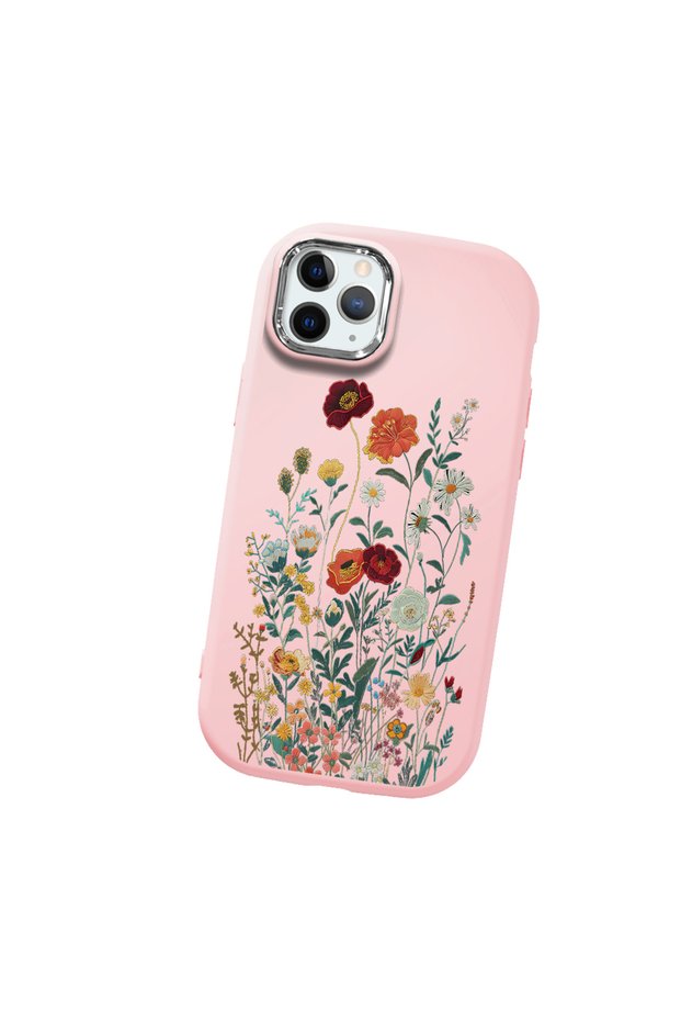 iPhone 11 Pro Max Compatible Camera Protected Pink Soft Silicone Phone Case Floral Print