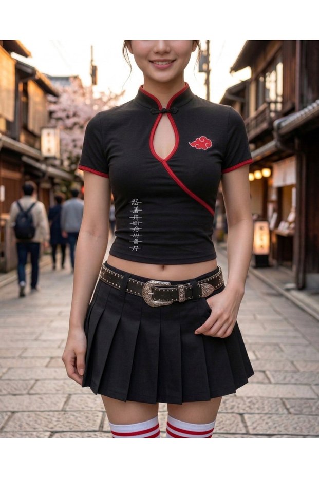 Mandarin Collar China Design Vintage Short Sleeve Cropped